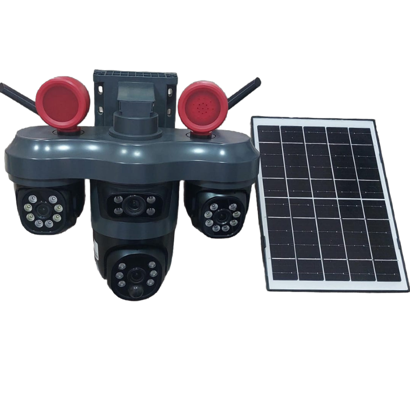 Caméra de Surveillance Solaire Intelligente 4G/WiFi à Triple Objectif